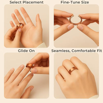 Magnetic Open Ring – Wellness‑Inspired Adjustable Band Ring, Polished Minimalist Jewelry for Men & Women, Everyday Balance, Compact Gift Box - color: Copper