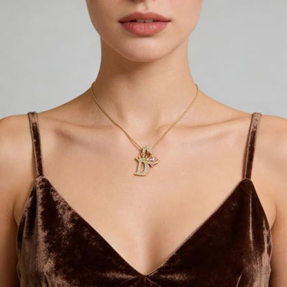 18K Gold & Silver Plated Initial Necklaces for Women - color: D-Gold
