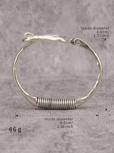 GelConnie Chunky Cuff Bangle Bracelet for Women, Statement Jewelry | Gold and Silver Tone Cuff Bangles with Resin, Crystal and Textured Accents for Party, Vacation and Dressy Looks - style: Bangle 03-Silver