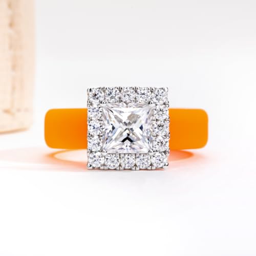 Moissanite Silicone Ring for Women, Promise Ring 925 Sterling Silver, Soft - color: Orange