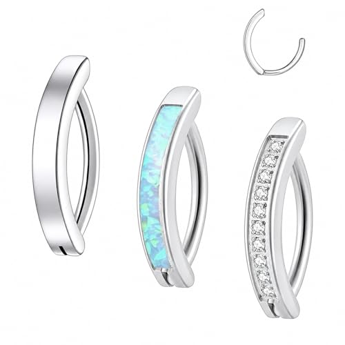Clicker Belly Button Ring Hoop Belly Button Ring 14G Navel Ring | Surgical stainless steel hinged belly button ring for belly button piercing, navel body jewelry for women and men - color: 3 Silver