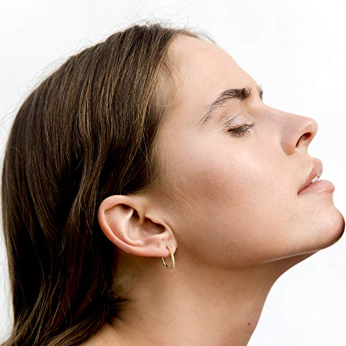 PAVOI 14K Gold Plated 925 Sterling Silver Cubic Zirconia Huggie Earrings | U-Shaped Snake Solitaire Small Round Huggie Stud Fashion Hoop Earrings for Women - style: U-Shaped