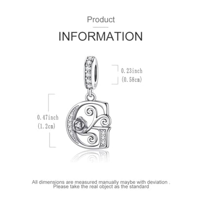 LNQOBU Complete A~Z Alphabet Charm Letter Beads, Solid 925 Sterling Silver with Cubic Stones Rose Alphabet Charm fits Pandora Bracelets Necklace Women Jewelry - color: CYT-G