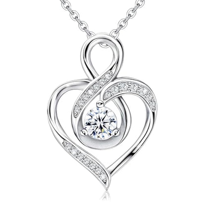 Sterling Silver Pendant Necklace Charms Hypoallergenic Fashion Jewelry Dainty Valentines Day Birthday Gift for Women - style: Infinity