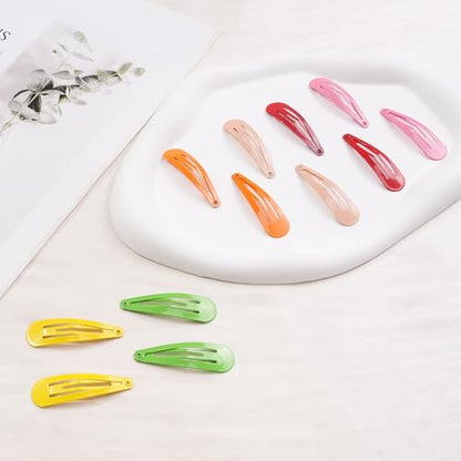 80Pcs 2Inch Hair Snap Clips Solid Candy Color Hair Pins for Women Girls | 80Pack 5cm snap water drop clips durable material diy craft clips - color: Solid Colors