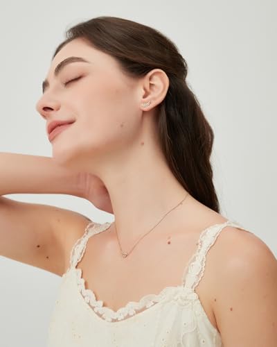 COBI Jewelry Set for Women, 18K Gold & Rhodium Plated CZ Necklace & Earrings, Clover Halo Infinity Solitaire Feather Designs, Dainty Crystal Pendant Sets, Trendy Fashion Gifts for Her - style: Feather