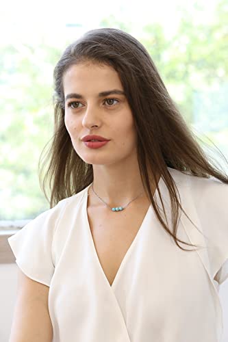 Turquoise or Pearl Bar Choker Necklace Pearl or Turquoise Beads Necklace Jewelry for Women - size: 14 Inch, style: Turquoise Beads