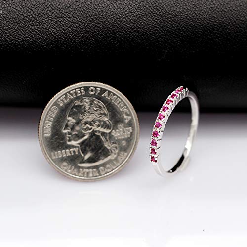Uloveido Platinum Plated CZ Simulated Diamond Stack Eternity Band Ring J029 - color: Red
