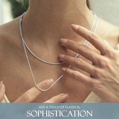 KISPER 925 Sterling Silver Rope Chain Necklace for Women 1.6mm Diamond Cut | Made in Italy, 16-30 inches, anti-tarnish, hypoallergenic, nickel-free, waterproof, lobster clasp
