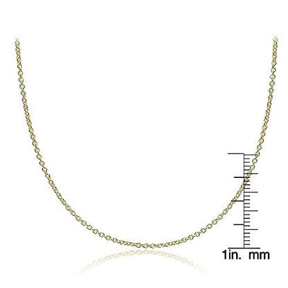 Hoops & Loops Sterling Silver 1.5mm Rolo Adjustable Chain Necklace, from 12" to 20" - color: 20"-Gold Flash Silver