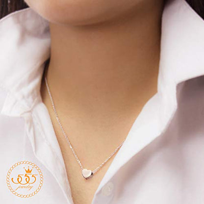 555Jewelry Womens Stainless Steel Love Cute Heart Shape Dainty Pendant Necklace - color: Silver - v2