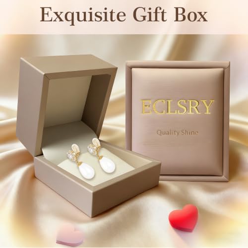 Teardrop Austrian Crystal & Pearl Drop Earrings,14K Gold Plated Elegant Dangle Earrings for Women, Bridal Wedding Jewelry Gift - color: Gold/Clip