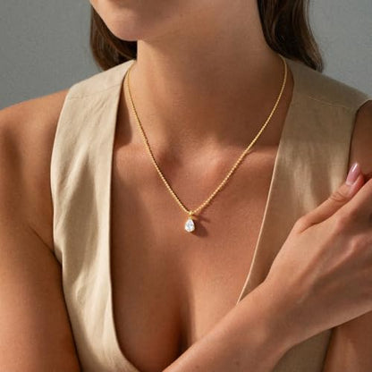 Gold Necklace for Women, Dainty 14K Gold Plated Pendant Necklaces for Women Trendy Simple Choker Chain Cubic Zirconia Circle/Interlocking/Sun/Pearl Necklace Fashion Jewelry Charm Gifts - color: CZ Pendant-2