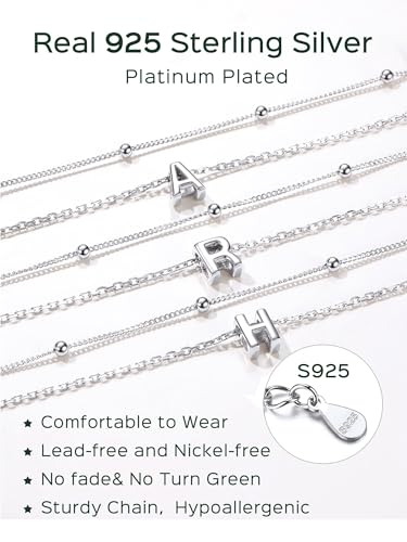 ChicSilver Ankle Bracelets for Women Waterproof, 925 Sterling Silver Initial Anklets for Women, Adjustable Dainty Layered Anklet Beach Jewelry for Women Mom Wife Friend - style: Silver-S