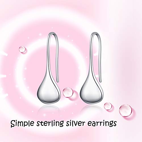 Pull Through Teardrop Dangle Earrings 925 Sterling Silver Simple Water Drop Earrings Birthday Mother's Day Christmas Gifts for Women - style: pull through teardrop earrings style B