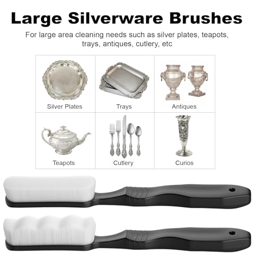 Silver Cleaning Kit with Ultra-Soft Brushes & Polish Cloths – Tarnish Removal for Antique Jewelry, Sterling Silverware, Cutlery & Plateware – Safe for Gold, Diamonds, Platinum, Gemstones & Coins
