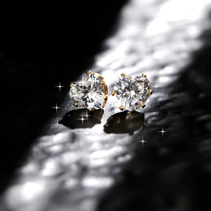 8mm Heart-Cut Birthstone Stud Earrings for Women – 18K Gold Plated Hypoallergenic Cubic Zirconia Earrings, Nickel Free, 12 Months Colors, Everyday Jewelry, Gift for Her, Bridal, Birthday, Christmas - color: 04 Apr White