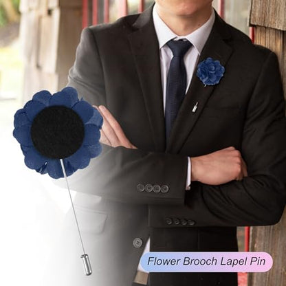 M METERXITY Flower Lapel Pins for Men, Boutonnieres Pin Camellia Flower Groom Boutonnieres for Wedding/Graduation - color: Navy Blue