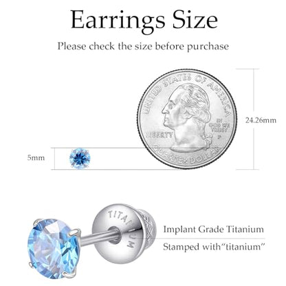 Limerencia Birthstone Screw Back Earrings G23 Implant Grade Titanium Stud Earrings Hypoallergenic Cubic Zirconia Posts Studs Jewelry Gifts for Girls Sensitive Ears - color: September