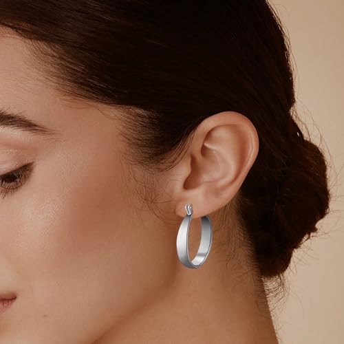 3Pairs 14K Gold Plated Chunky Hoop Earrings Set for Women, Trendy Hoop Earring 925 Sterling Silver Post - Hypoallergenic Thick Lightweight Twisted Hoops Dainty Gold Earrings for Women Jewelry Gifts - color: Silver 01
