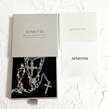 Silvery Layered Necklace for Women, Y Necklace with Cross Pendant, Dainty Stackable Jewelry Gift for Everyday Wear - style: 4PCS - Stainless Steel - Cuban Chain&Cross&Cross Y Chain&Colorful Chain