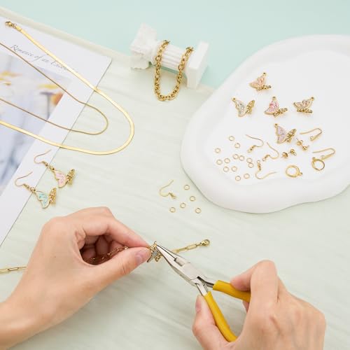 UMAOKANG 8pcs Colorful Enamel Butterfly Charm Bulk, Gold Plated Stainless Steel Jewelry Making Charms with Jump Rings - color: Butterfly