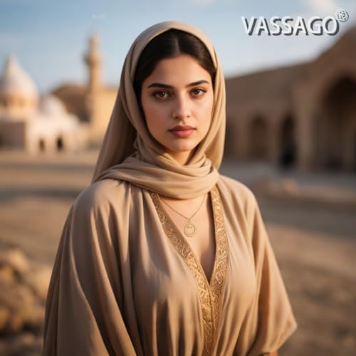 VASSAGO Islamic Ayatul Kursi Necklace Crescent Moon and Star Pendant Arabic Muslim Quran Calligraphy Allah Jewelry Stainless Steel Islam Eid Ramadan Gift for Women Men - color: Gold