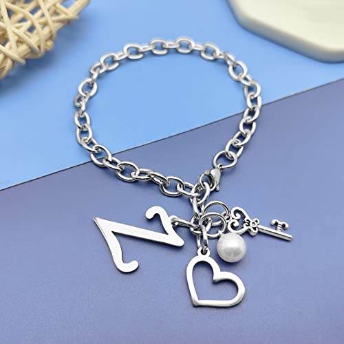 Initial A-Z Bracelets Gift for Women Girls Stainless Steel Chain Bracelet 26 Alphabet Jewelry Gifts for Birthday Anniversary Letter Bracelet Monogram Gifts for Sister Friend Girlfriends Mom 8.26 Inch - color: Z