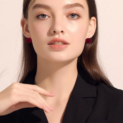 Handmade Bohemian Aesthetic Dainty Acrylic Flower Petal Leverback Earrings Sparkly 14K Gold Floral Dangle Drop Earrings for Women - color: Wine Red