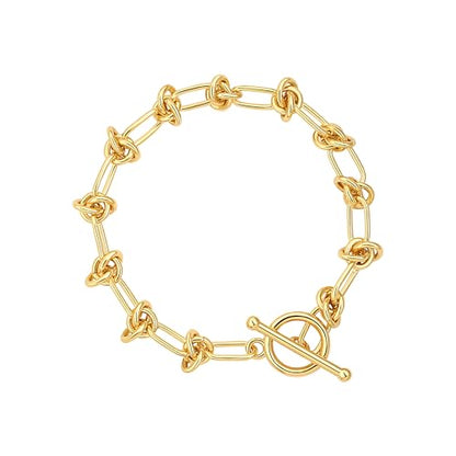 PEARLADA 18k Gold Plated Chain Layerd Bracelet Coin Charm Toggle Bracelet Trendy Cubic Zirconia Jewelry - color: Knot