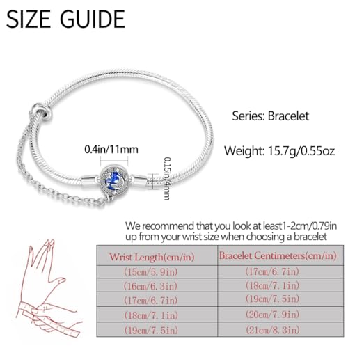 KUNSIR 925 Sterling Silver Snake Chain Bracelet with Safety Chain Charm Bracelets for Women Teen - style: PAB006
