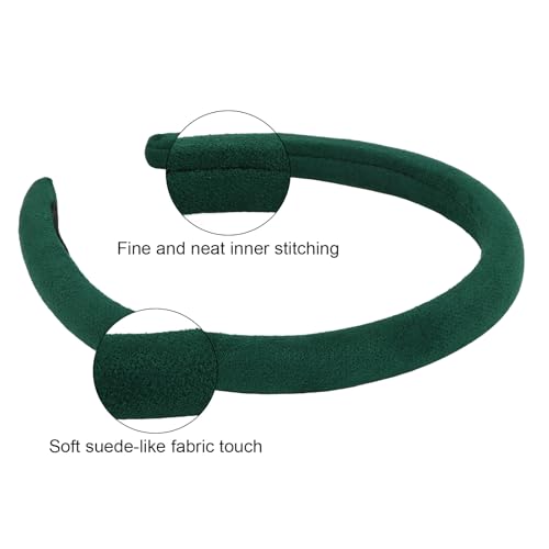 Wecoe Padded Headbands for Women - Fall & Winter Plain Sueded-Like Headbands Fashion Non slip Soft Comfortable Head Bands Hair Accessories for Women(Green)