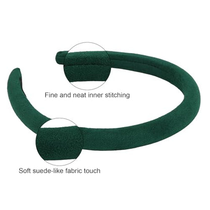 Wecoe Padded Headbands for Women - Fall & Winter Plain Sueded-Like Headbands Fashion Non slip Soft Comfortable Head Bands Hair Accessories for Women(Green)