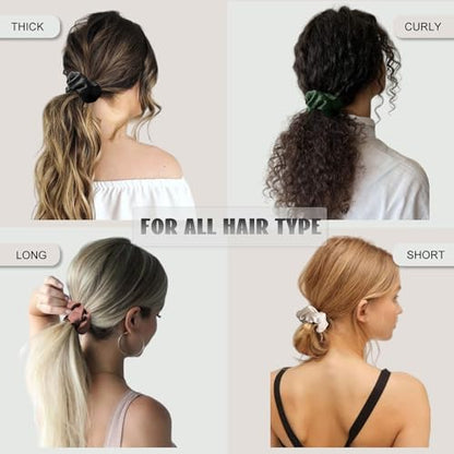 IVARYSS Scrunchies for Sleep, Premium Satin Soft Than Silk, Cute Bands Ties for Women, Girls - Curly, Thin & Thick Hair Styling, 12 Pack, Neutral Colors - color: Neutral Scrunchies