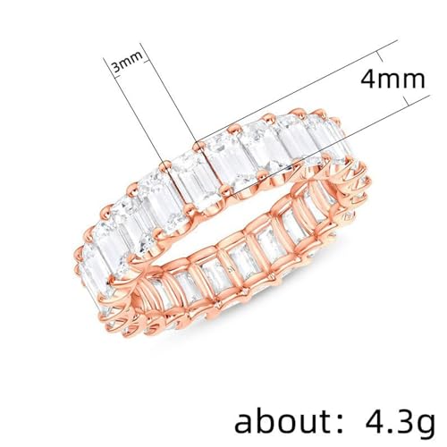 Psiroy 925 Sterling Silver Plated Cubic Zirconia Stacking Band Ring CZ Eternity Wedding Band for Women - color: Gold