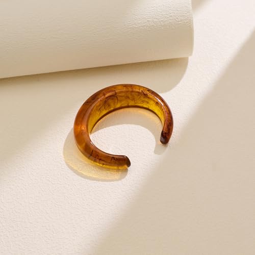 Chunky Acrylic Bangles Bracelets For Women Geometric Acrylic Resin Acetate Mottled Wide Bangle Bracelet Statement Colorful Bangles for Party - color: Cuff Bracelet-Brown