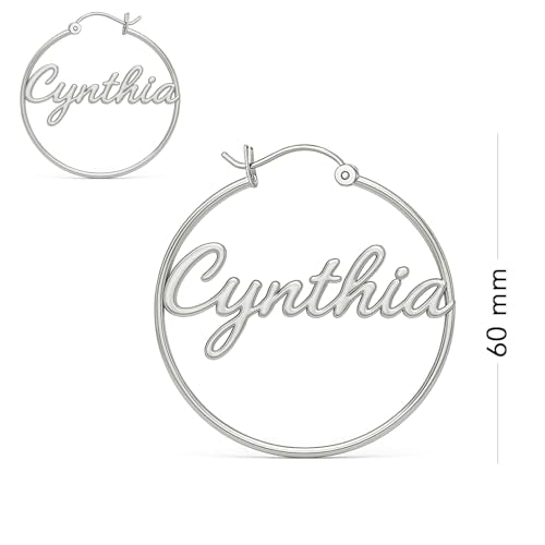 Charmsy 925 Sterling Silver Hoop Earrings | Lightweight Italian 2.5mm Tube Diamond-Cut Round Classic Hoops Earring for Women | Size 15/20/25/30/35/40/50/60/70mm | Small Medium Large - color: Personalized Hoop, size: 60 MM