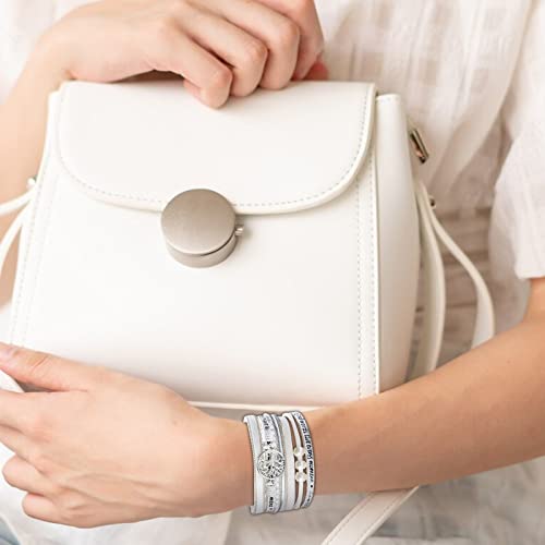 Long tiantian Boho Western Bracelets for Women Leather Wrap Bracelets Turquoise Bracelet Western Jewelry Country Concert Outfits - color: mama gift（white）