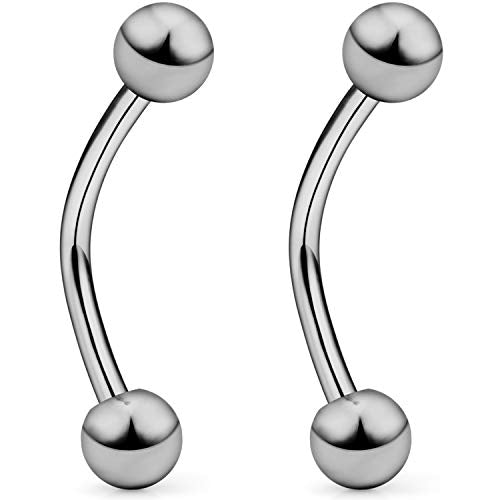 SCERRING 2-8PCS 16G G23 Titanium Curved Eyebrow Barbell Tragus Helix Ear Belly Lip Nipple Tongue Ring Body Piercing Jewelry 6-16mm - style: 2PCS - 14mm