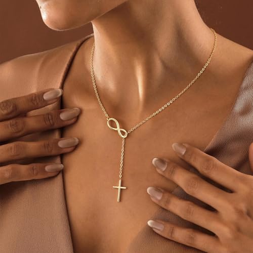 VIROMY Gold Long Y Necklaces for Women Trendy - Dainty Lariat Chain Drop Pendant Necklace for Women Gold Statement Jewelry - color: Y Necklace 07