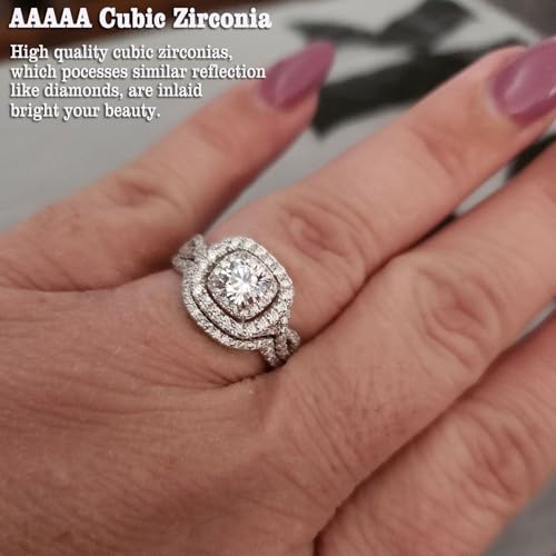Newshe Jewellery Moissanite Wedding Rings for Women 925 Sterling Silver Wedding Band Bridal Set Round Engagement Size