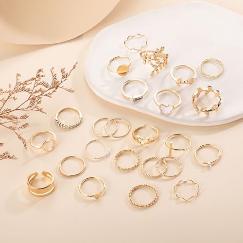 FUTIMELY Boho Retro Stackable Rings Sets for Women Knuckle Joint Finger Knuckle Nail Ring Sets Moon Stars Stack Preppy Statement Rings Cute Trendy Stuff Jewelry - style: F-6