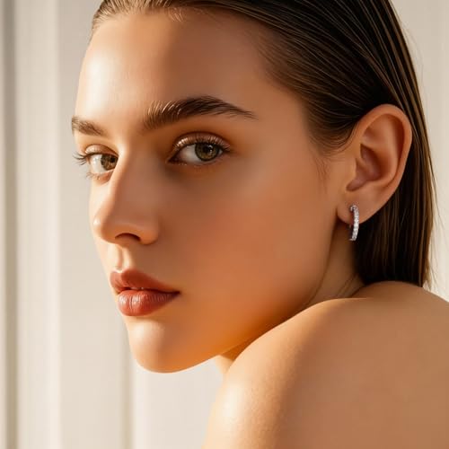 Clip On Earrings for Women 14K Gold Plated Hoop CZ Huggie Hoops Small Adjustable Non Pierced Fake Golden Earrings Invisible Hoop Clip On Earrings - color: 1 Pair Silver