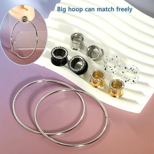 TIANCI FBYJS Stainless Steel Ear Tunnels Saddle Gauges For Ear Silicone Soft Flexible Earrings Gauge Plugs Expander Stretcher Body Piercing Jewelry 0g 2g 00g 1/2'' Set - style: 8mm=0g
