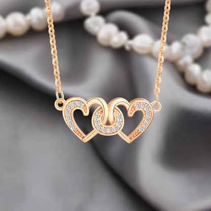 Gold Plated Pendant Necklaces for Women Cubic Zirconia Accent 18 Inch Adjustable Chain Hypoallergenic Gift for Wife Mom Birthday Valentines Day - style: Heart knot