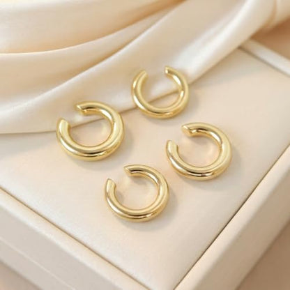 Chunky Ear Cuff Earrings, Asymmetric No Piercing Earring for Women Dainty Clip on Cartilage Ear Cuffs Fake Earrings Jewelry - color: A3-2Pair C-Shape Gold