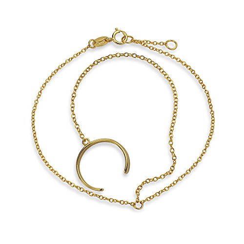 Delicate Hand Chain Ring & Bracelet .925 Sterling Silver 14K Gold Plated - color: Gold