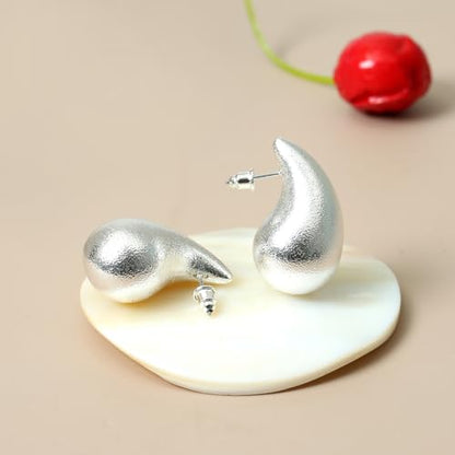 Small Chunky Gold Hoop Earrings For Women, 14k Gold Thick statement huggie hoop earrings Trendy Hoop Earrings Set Hypoallergenic Fashion Earrings - color: Frosted Resin Drop -Silver