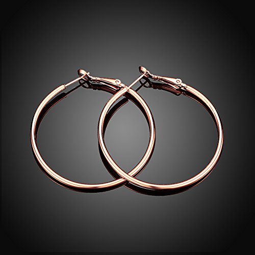 Gold Hoop Earrings,18K Gold Plated Rounded Hoops Earrings for Women - color: rose-Rounded-1.8"