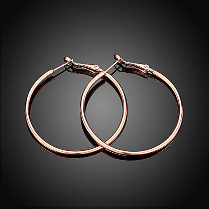 Gold Hoop Earrings,18K Gold Plated Rounded Hoops Earrings for Women - color: rose-Rounded-1.8"
